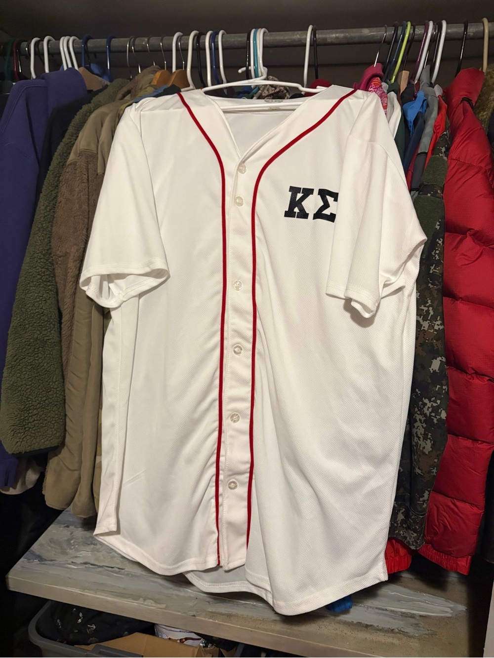 White Baseball Jersey with Red Piping, Kappa Sigma
